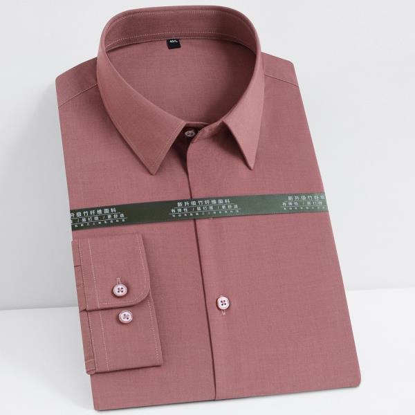 남성 캐주얼 신축성 긴솔리드 드레스 셔츠없이 포켓 공식 비즈니스 표준 맞는 대나무 소재 작업 사무실