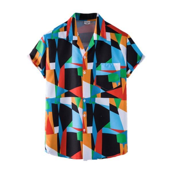 여름 하와이안 남성 셔츠, 휴가 비치 상의, Camisas 플로랄 프린트 반팔 캐주얼 라펠 블라우스
