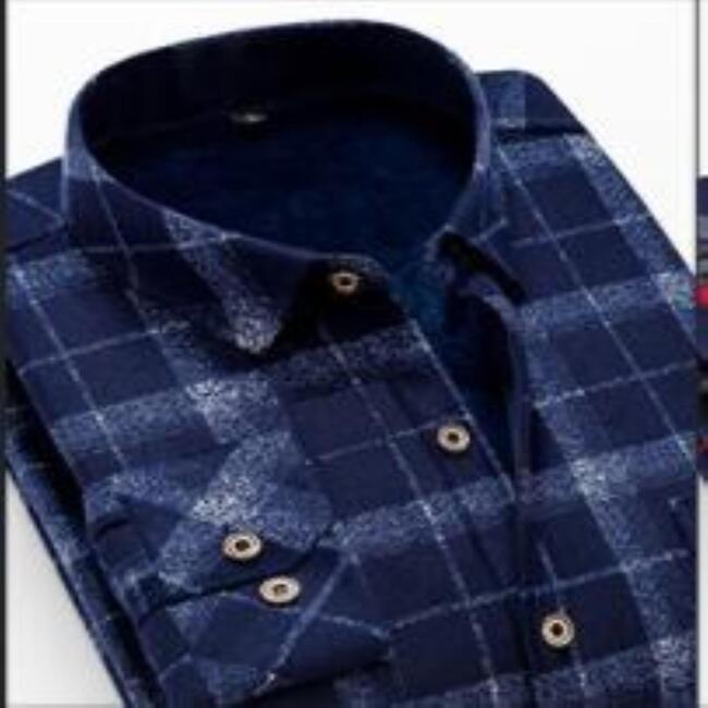 JTFAN-따뜻한 남성 셔츠, 긴두꺼운 양면 벨벳 인치 아빠 체크 무늬 2023상품