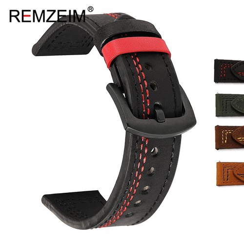 REMZEIM 정품 가죽 시계 밴드 퀵 릴리스 스포츠 남성 여성 스트랩 20MM 22MM 액세서리 교체