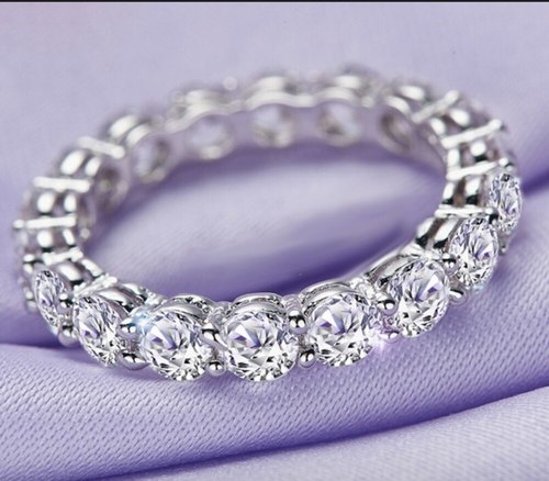 925실버 포장 전체 4-6MM 다이아몬드 밴드 반지 칵테일 약혼 웨딩 보석 여성 남성 쥬얼리에 대한