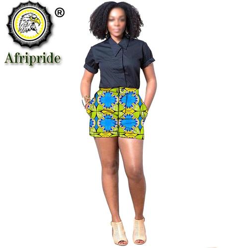 아프리카 프린팅 여름 반바지 여자 캐주얼 플러스 크기 대시 키 짧은 앙카라 직물 AFRIPRIDE S1921005