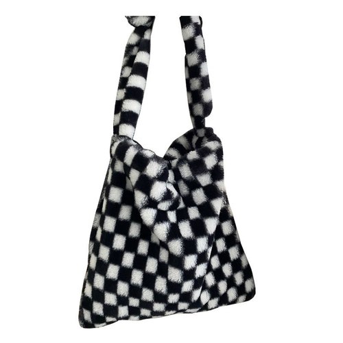플러시 숙녀 CROSSBODY 가방 여성 핸드백 패션 숄더 체크 무늬 여성용 동전 지갑 간단한 디자이너