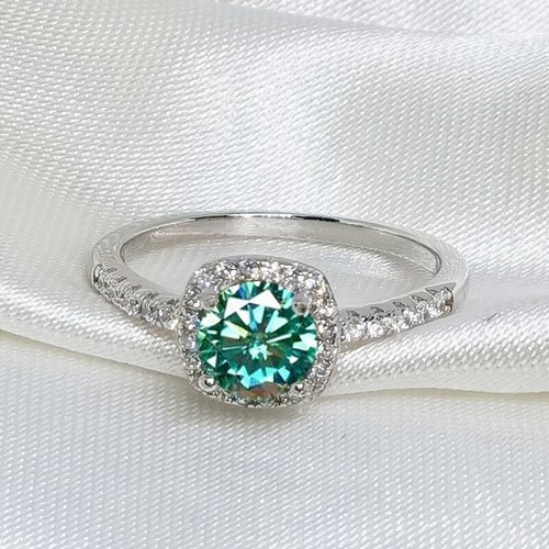 MEIBAPJ 1 캐럿 그린 MOISSANITE 다이아몬드 간단한 반지 여성을 925실버 고급 웨딩 쥬얼리