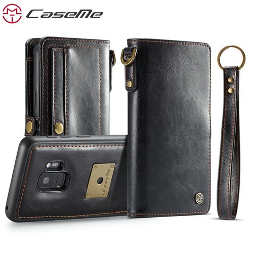 CASEME 삼성 S9 천연가죽 플립 지갑 케이스 이동식 자기 전화 커버 스탠드 3 색으로 1 디자인 2
