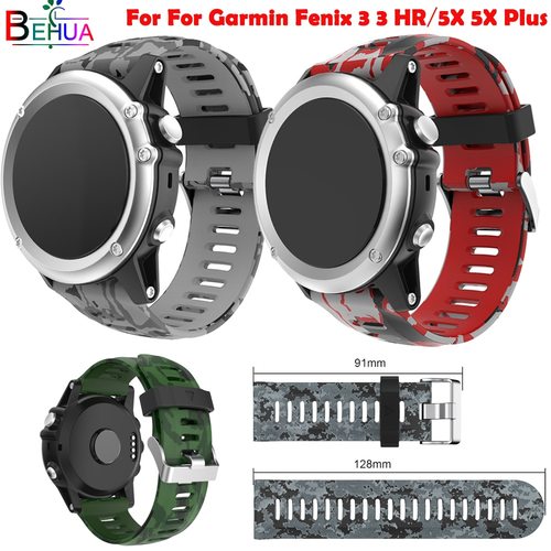 GARMIN FENIX 3 용 26MM 실리콘 스포츠 시계 밴드 5X PLUS 시간 교체  프린트 패턴 팔찌