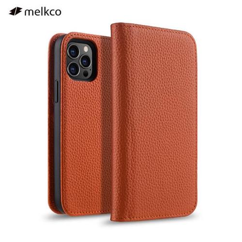 Melkco- 천연가죽 플립 커버 7 가지 색상 아이폰 12 프로 맥스 용 고급스러운 진짜 휴대폰