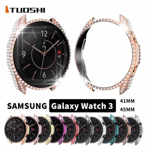 Luxury Women Full Rhinestone Case for Samsung Galaxy Watch 3 41mm Bling PC Hard Bumper