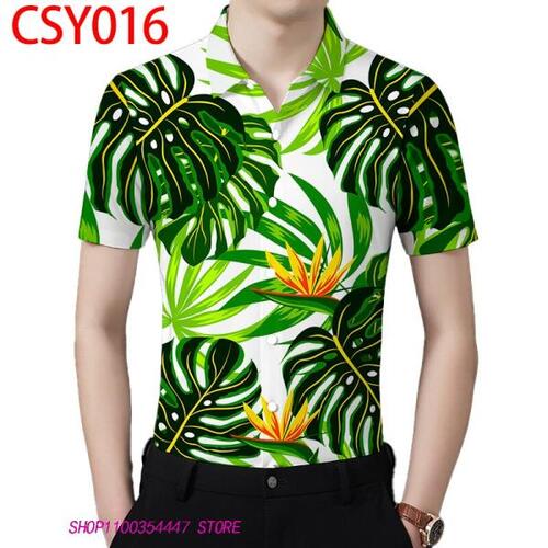 하와이 스타일HD 디지털 프린트 폴리에스테르 남성 셔츠, 아늑하고캐주얼 반팔 도덕성