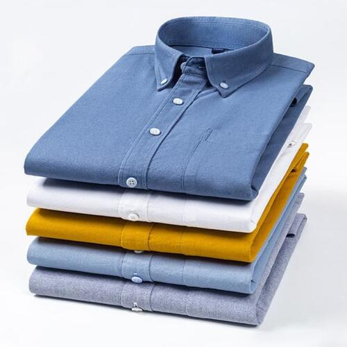 남자 캐주얼 옥스포드 셔츠, 줄무늬 또는 체크 긴팔 버튼 칼라 디자인, 레귤러 핏 4XL 3XL, 100% 코튼, 고품질