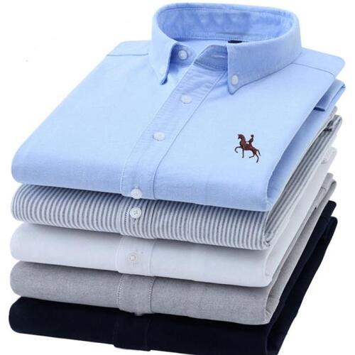 남자 S ~ 6XL 면 옥스포드 셔츠, 긴체크 무늬 캐주얼 포켓 레귤러 핏 버튼 다운 작업용