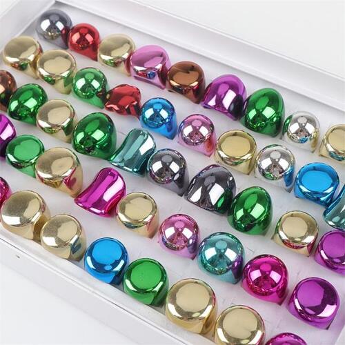 대량 20 개/ 여러 가지 빛깔의아크릴 소프트 보석 반지 여자 파티 선물
