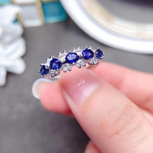Colife 사파이어 반지 18K Gold Plated Silver Sapphire Ring Total 0.75ct 4mm x 3mm Natural Sapphire Silver R