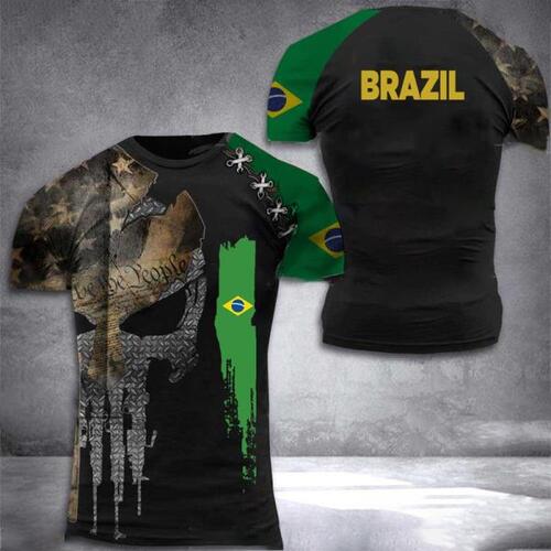 Brazil Veterans Men&#039;S T-Shirt SelectedFlag Army Oversized Casual SummerMale T Tops